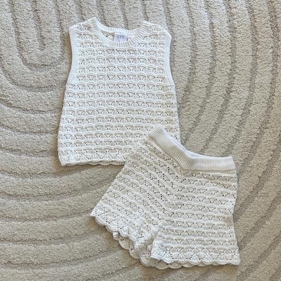 Zara Cream Crochet Sleeveless Set